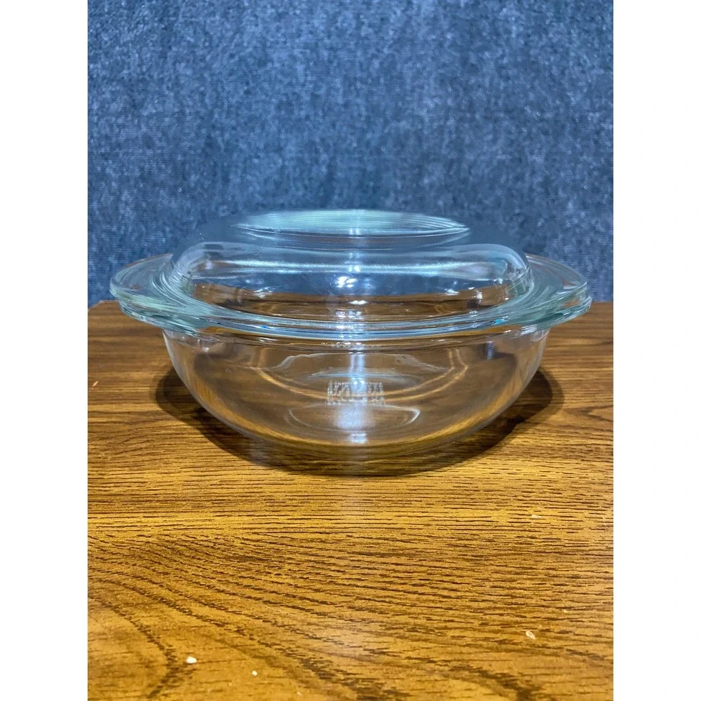 Pyrex 023 Clear Glass Casserole Dish with Lid 1.5L Round Oven Microwave Safe USA